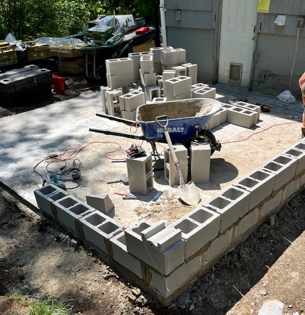 Block foundation work for a future addition in Pelham